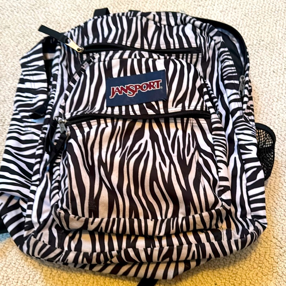 JANSPORT Multi-Pocket BACKPACK - Black & White ZEBRA STRIPE